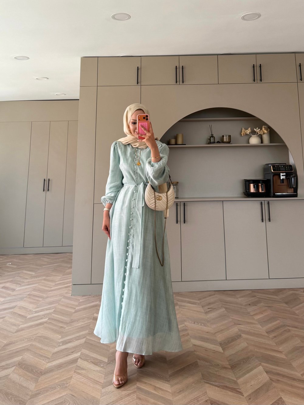 Rosef Düğmeli Elbise Mint Yeşili (4531)