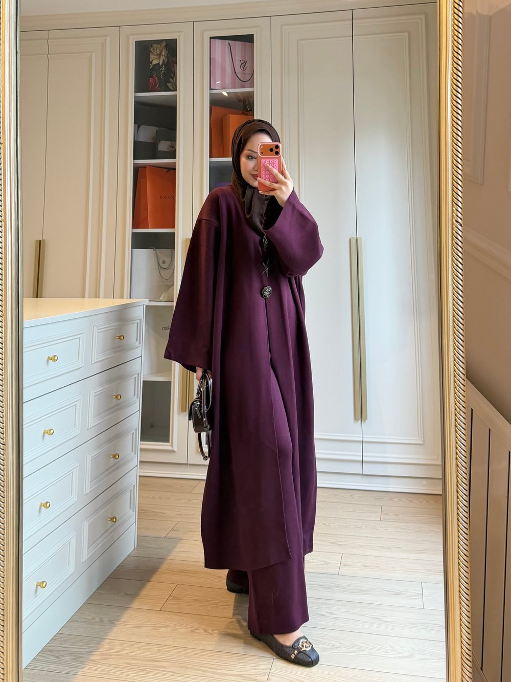 Roselle Broş Detaylı İkili Triko Takım Mürdüm 