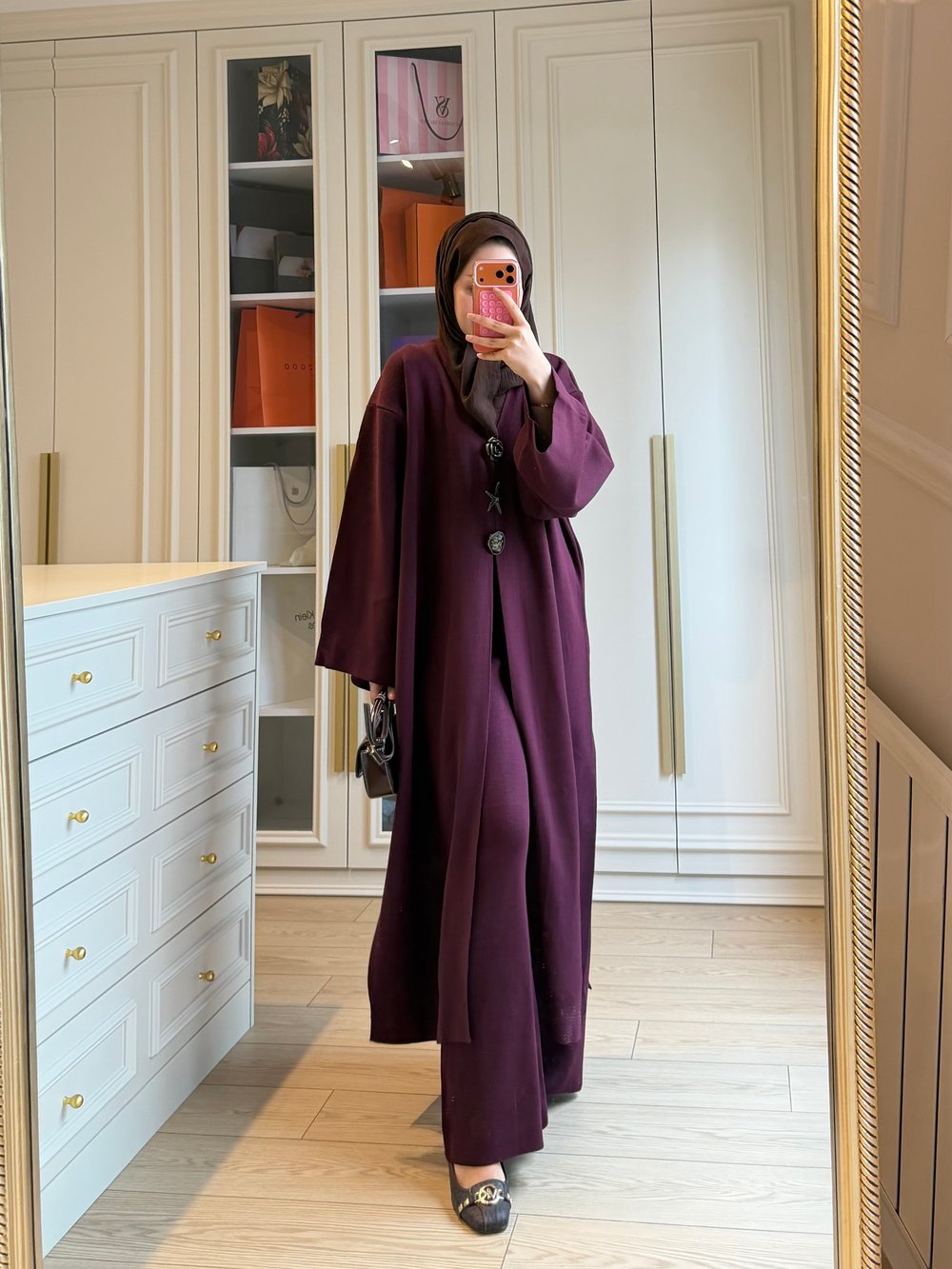 Roselle Broş Detaylı İkili Triko Takım Mürdüm 