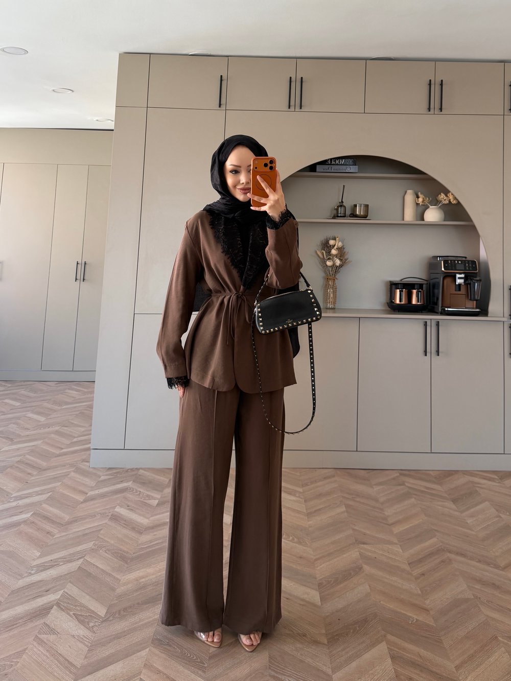 Rosta Dantel Detaylı Ceket Takım Kahverengi (2005)