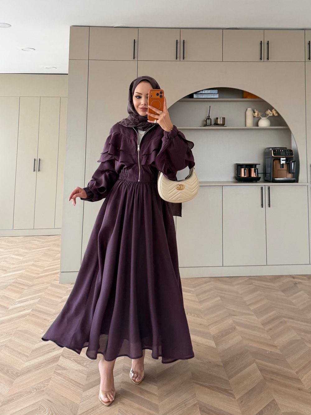 Roxanne Fırfırlı Ceketli Etekli Takım Mor (2021)