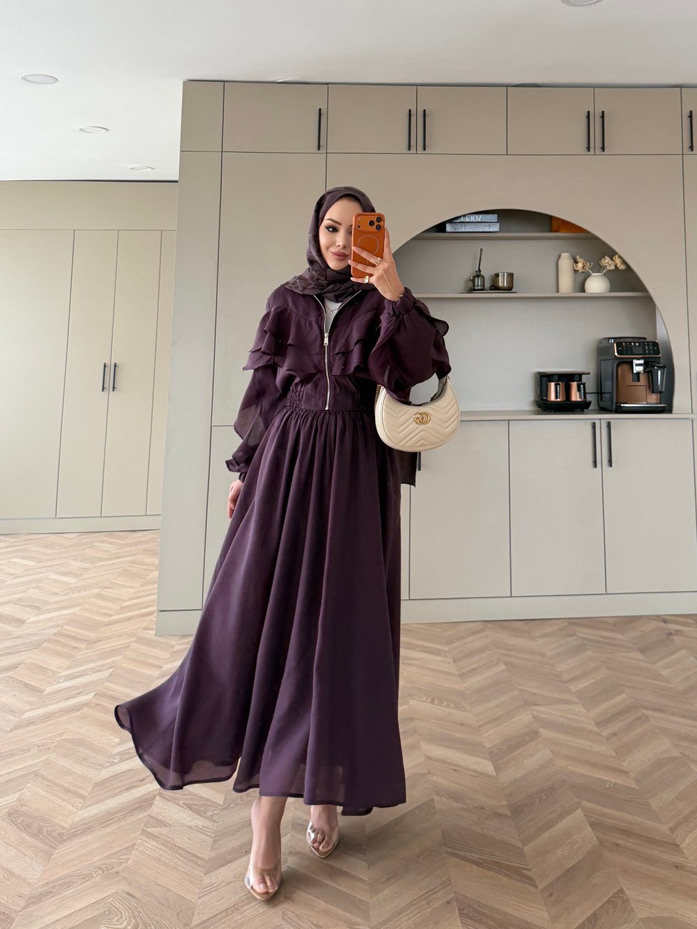 Roxanne Fırfırlı Ceketli Etekli Takım Mor (2021)