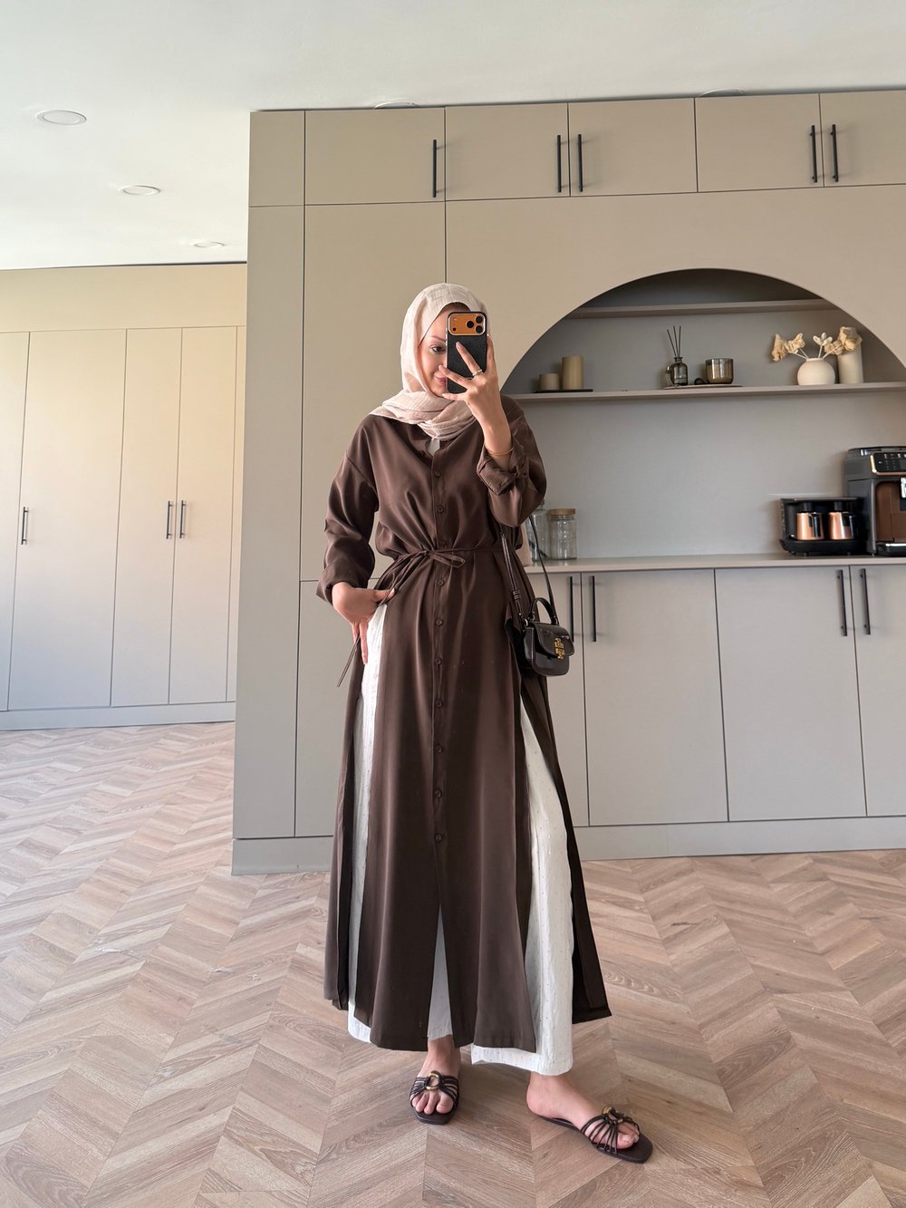Ruiza Düğmeli Elbise\Tunik Kahve (2364)