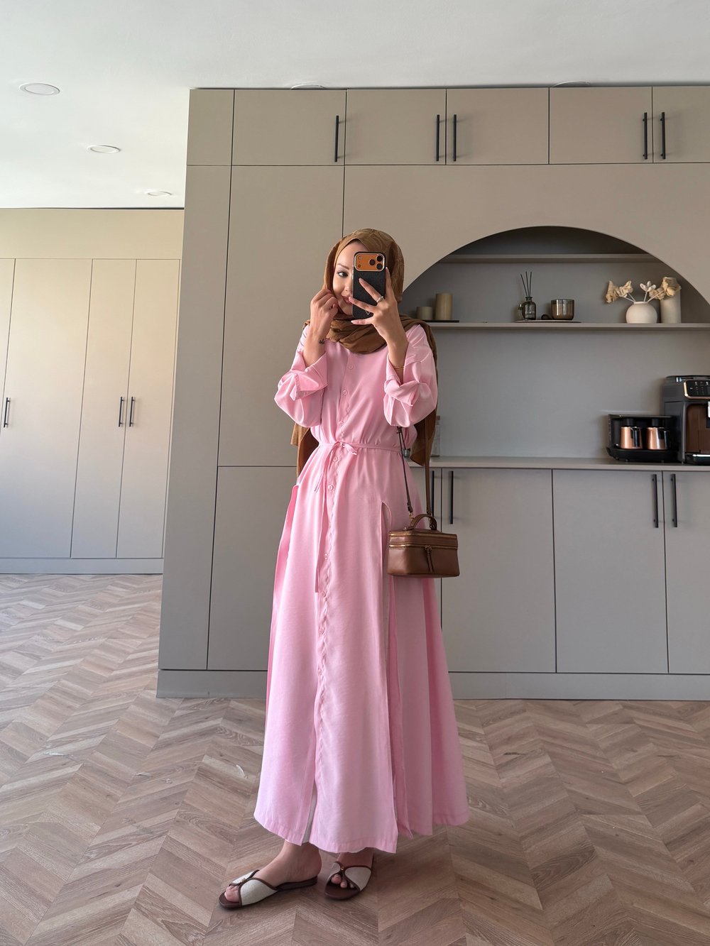 Ruiza Düğmeli Elbise\Tunik Pembe (2364)