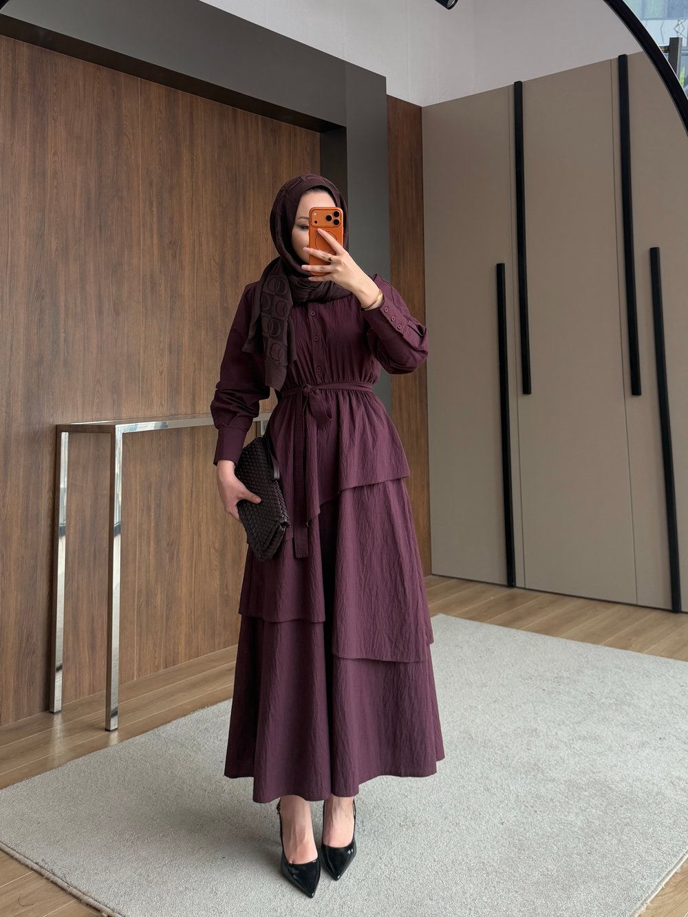 Saher Kat Kat Elbise Bordo (4422)
