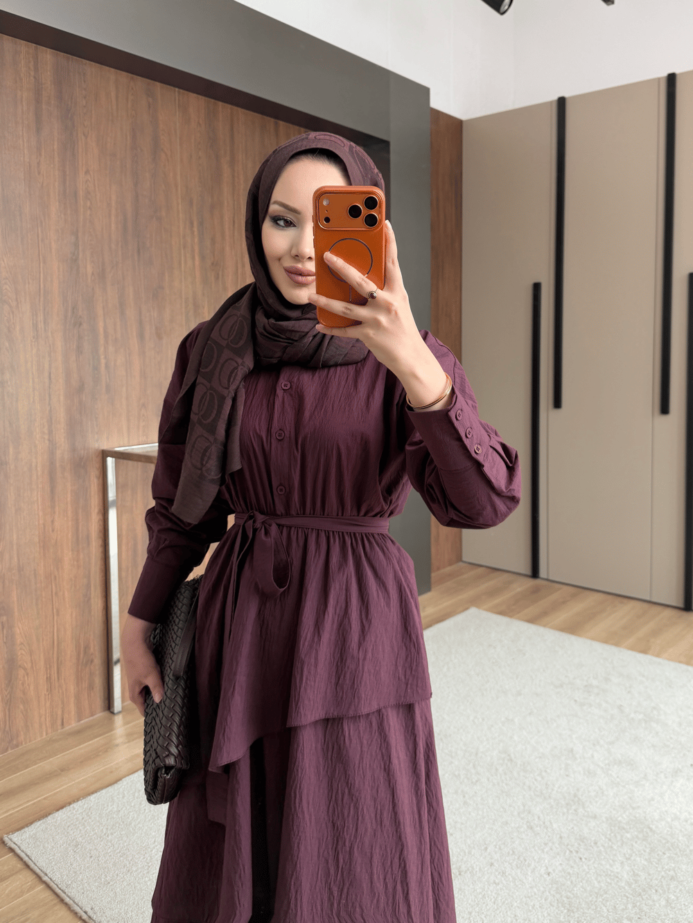 Saher Kat Kat Elbise Bordo (4422)