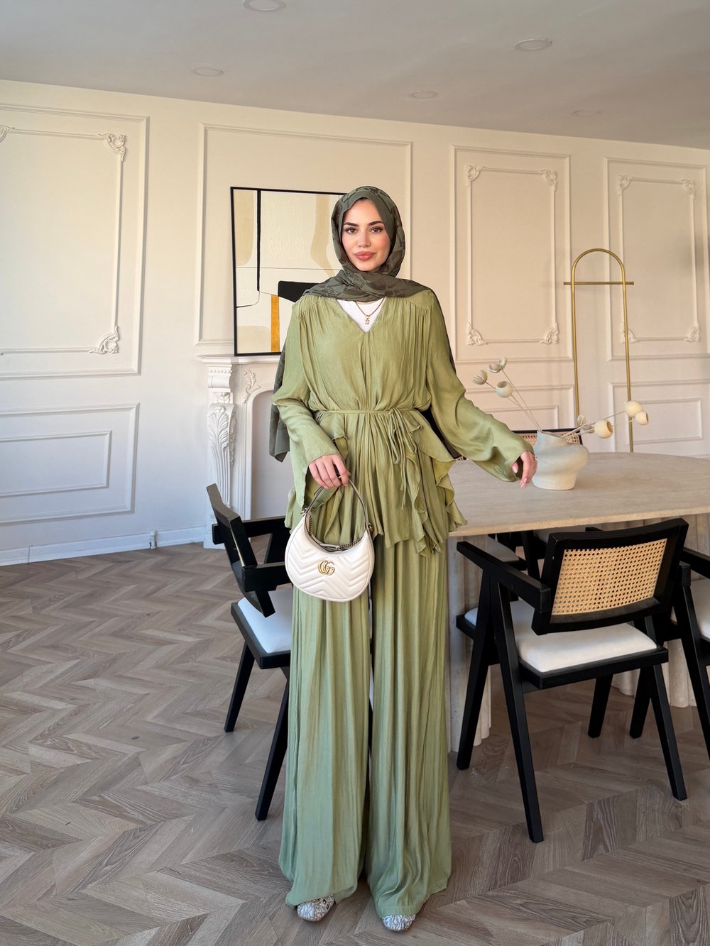 Sanche Fırfır Detaylı Pantolon Takım Çağla (5812)