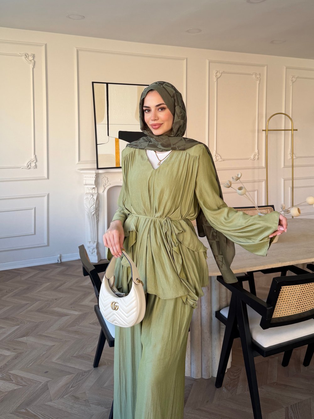 Sanche Fırfır Detaylı Pantolon Takım Çağla (5812)