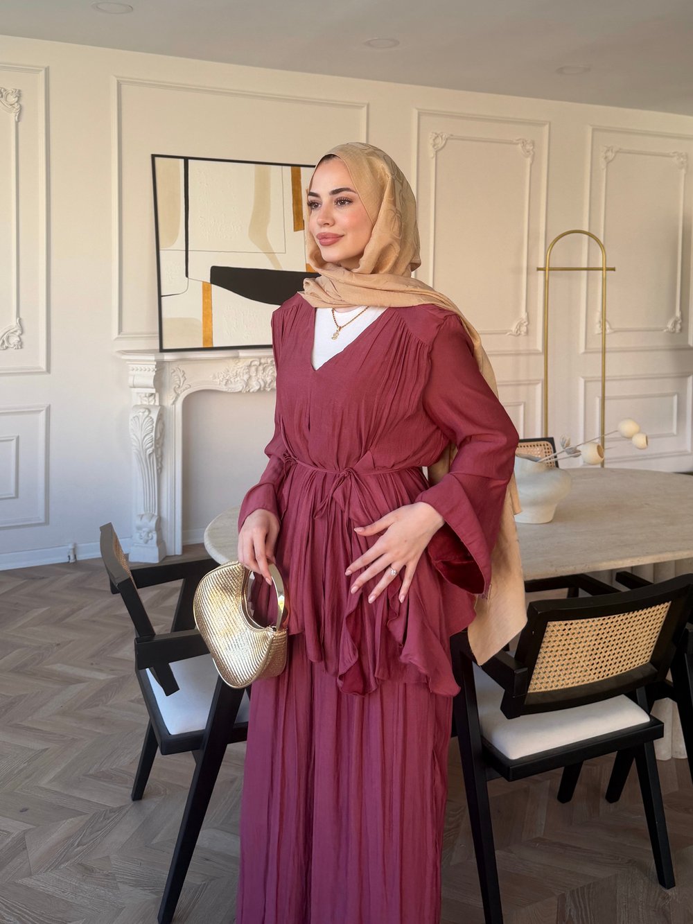Sanche Fırfır Detaylı Pantolon Takım Mürdüm (5812)