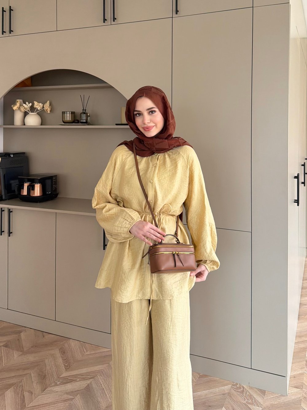 Santa Düğmeli Pantolon Takım ButterYellow (2357)