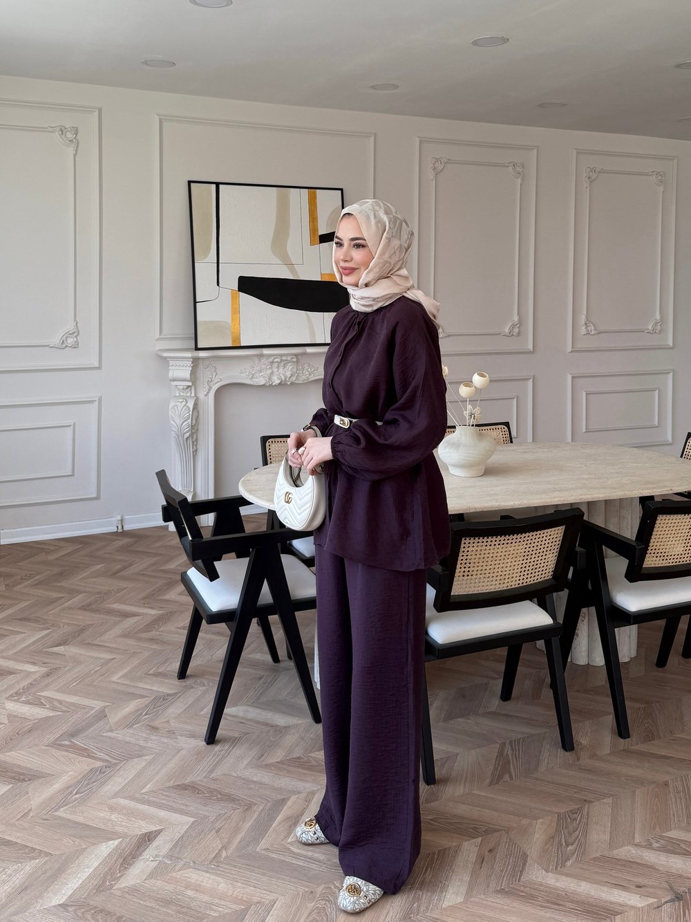 Santa Düğmeli Pantolon Takım Mürdüm (2357)