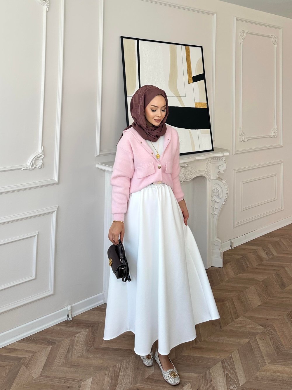 Scuba Kloş Kesim Etek Beyaz