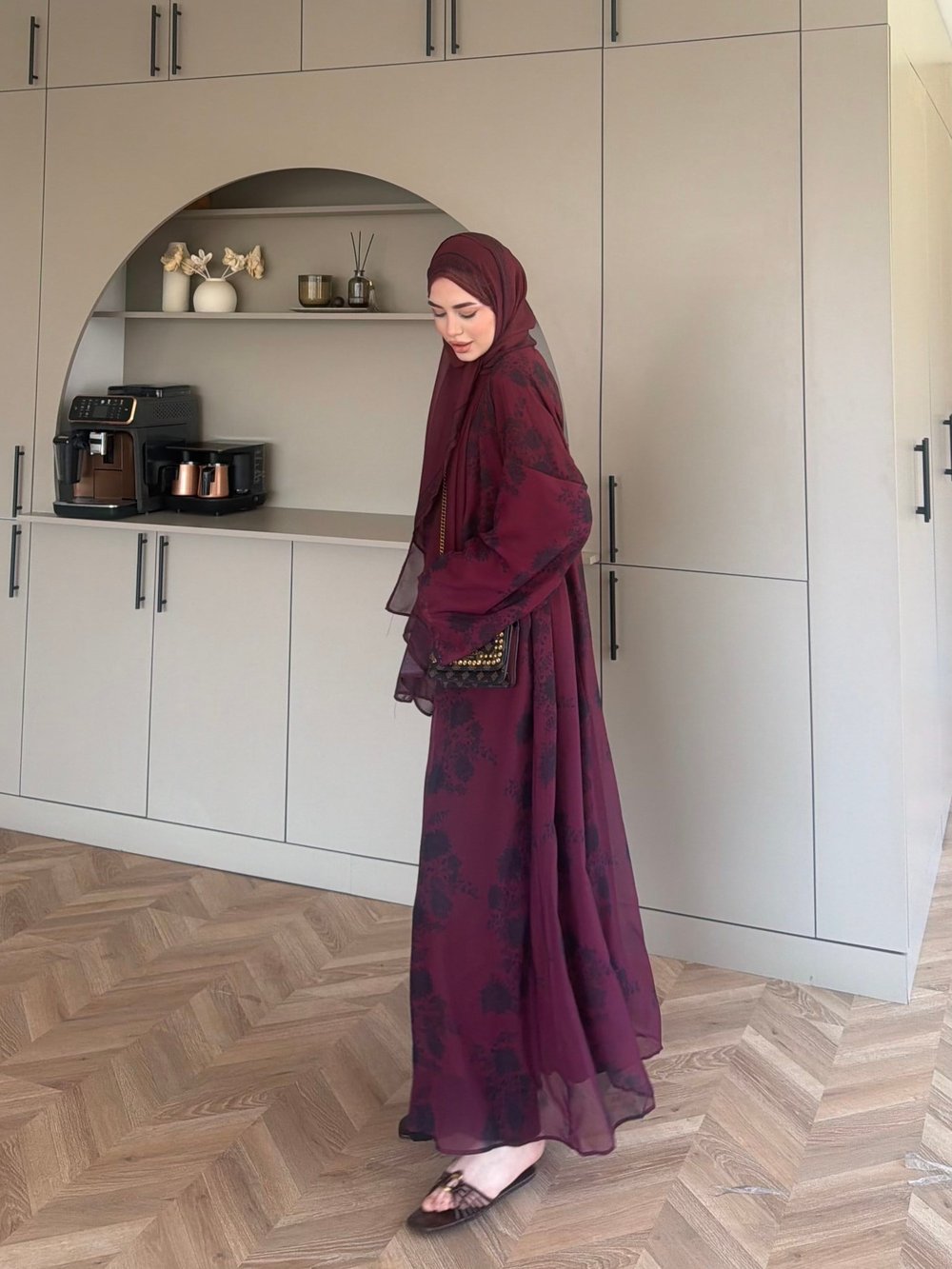 Sharm Şallı Kimono/Abaya Mürdüm (708)
