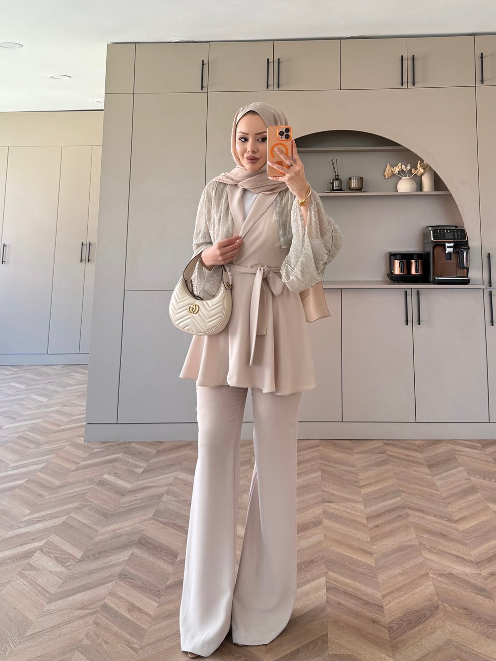 Sienna Fırfırlı Pantolonlu Takım Bej (5786)