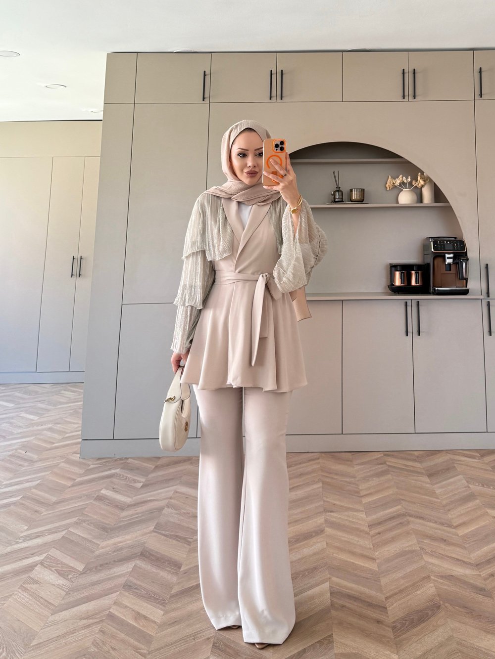 Sienna Fırfırlı Pantolonlu Takım Bej (5786)