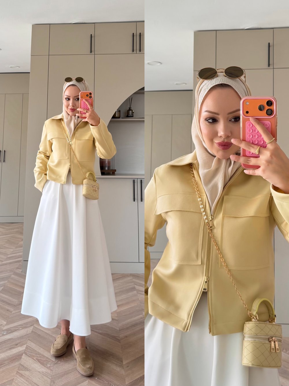 Simya Çift Fermuarlı Scuba Ceket Butteryellow (16000)