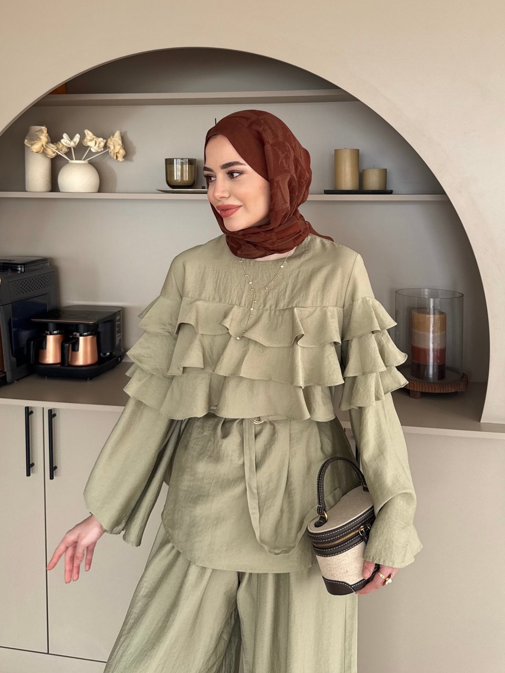 Soleil Kat Kat Pantolon Takım Çağla Yeşili (4478)