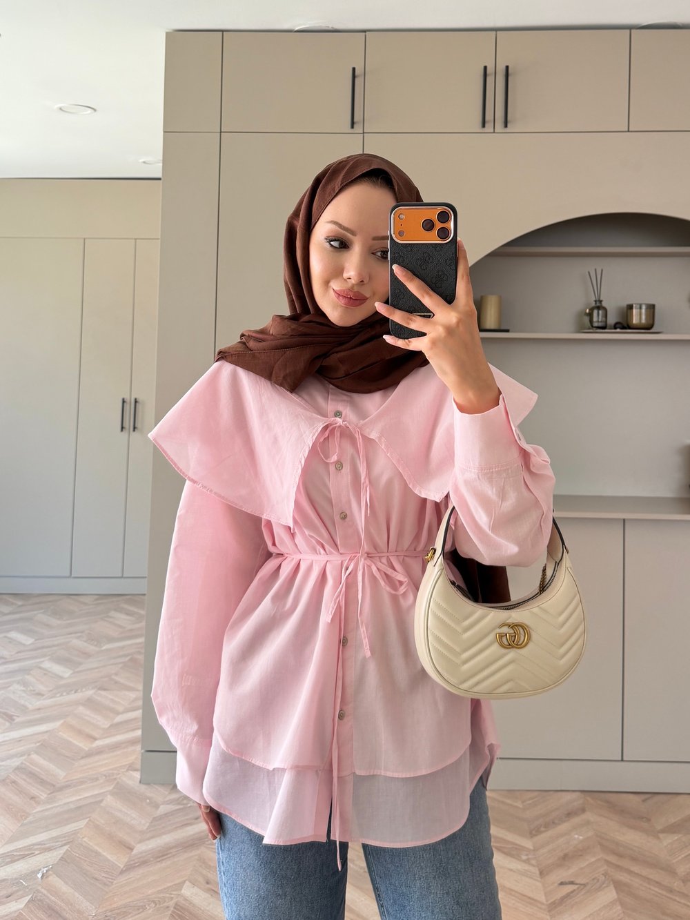 Sorbe Yaka Detaylı Gömlek Pembe (3098)
