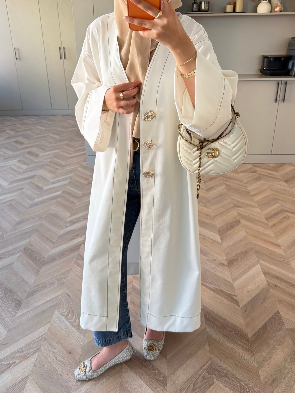 Star Kimono Kot Ceket Ekru 