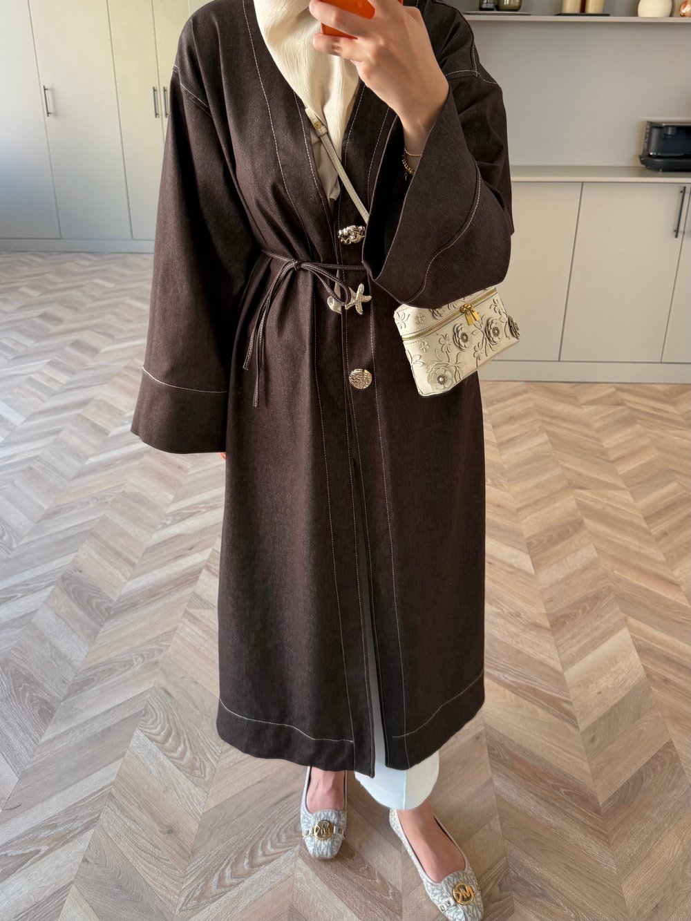 Star Kimono Kot Ceket Kahve (0070)