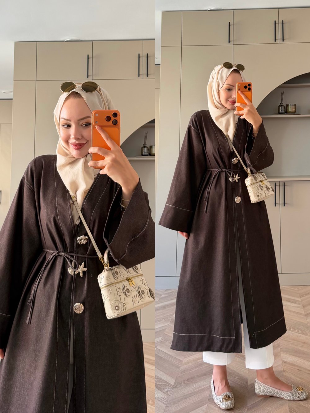 Star Kimono Kot Ceket Kahve (0070)