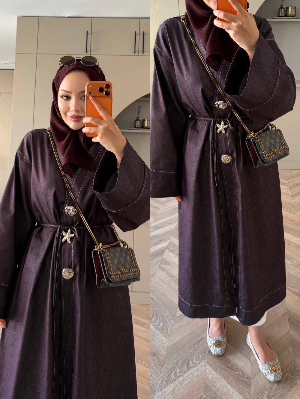 Star Kimono Kot Ceket Mürdüm (0070)