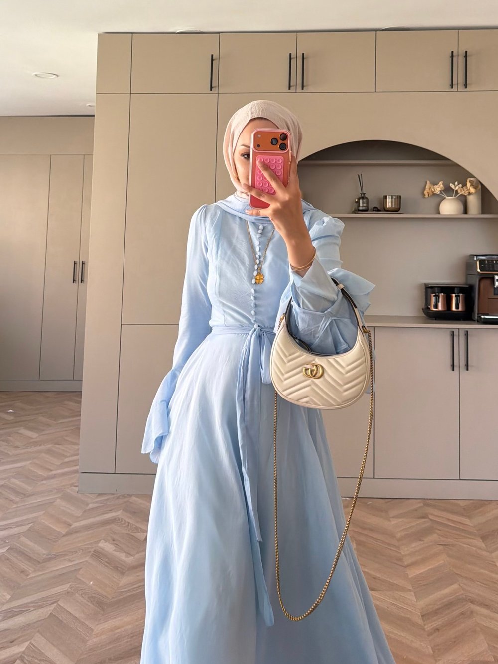 Stone Şallı Elbise Mavi (26177)