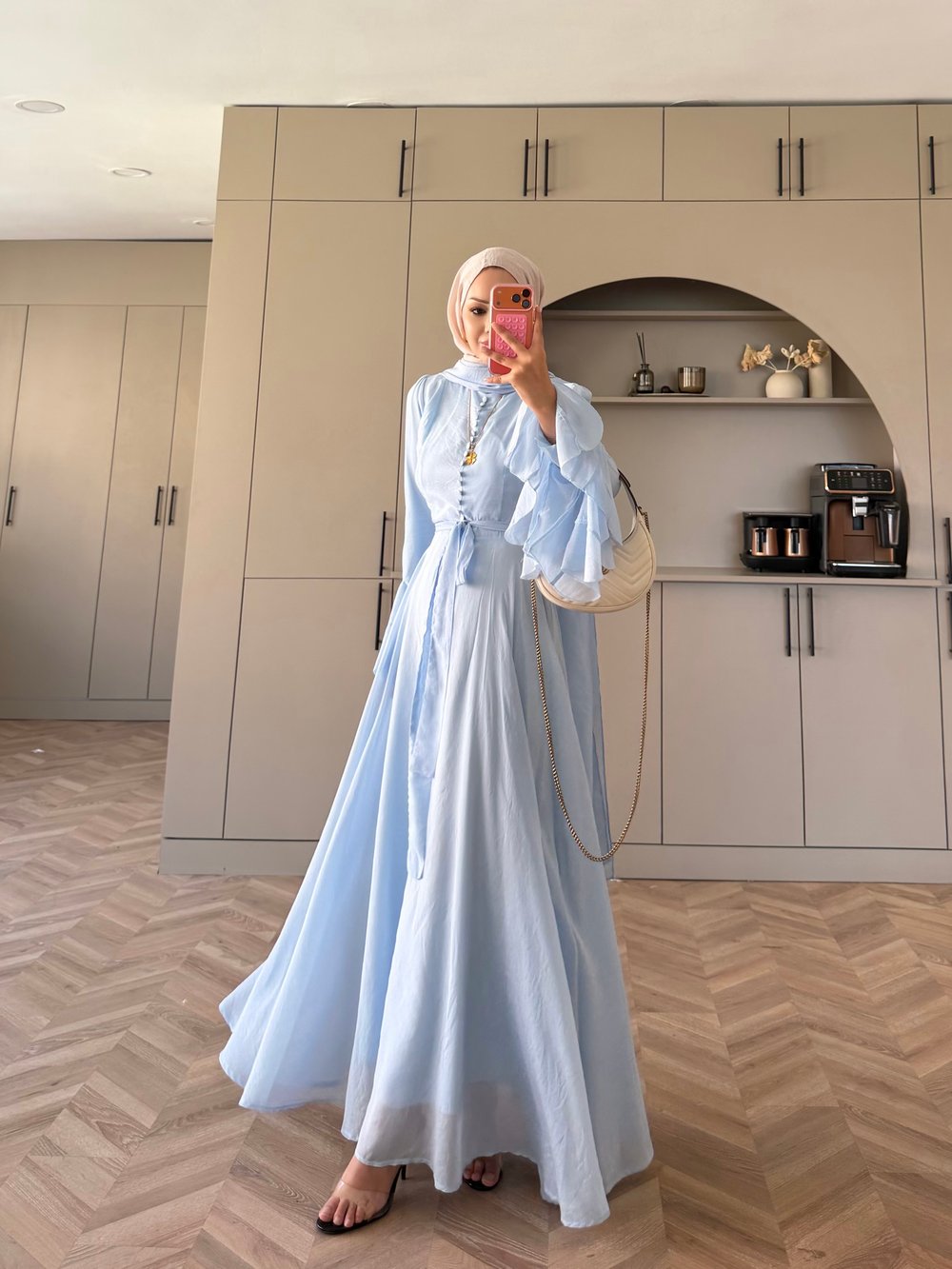 Stone Şallı Elbise Mavi (26177)