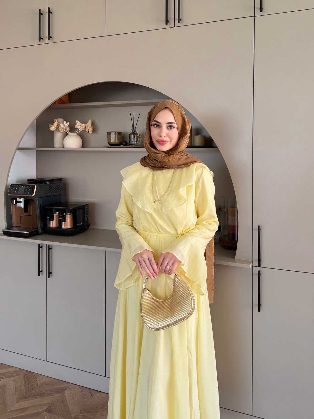 Svetlana Yaka Detaylı Elbise ButterYellow (4459)