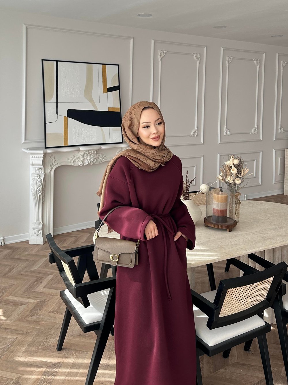 Sweat Elbise Bordo