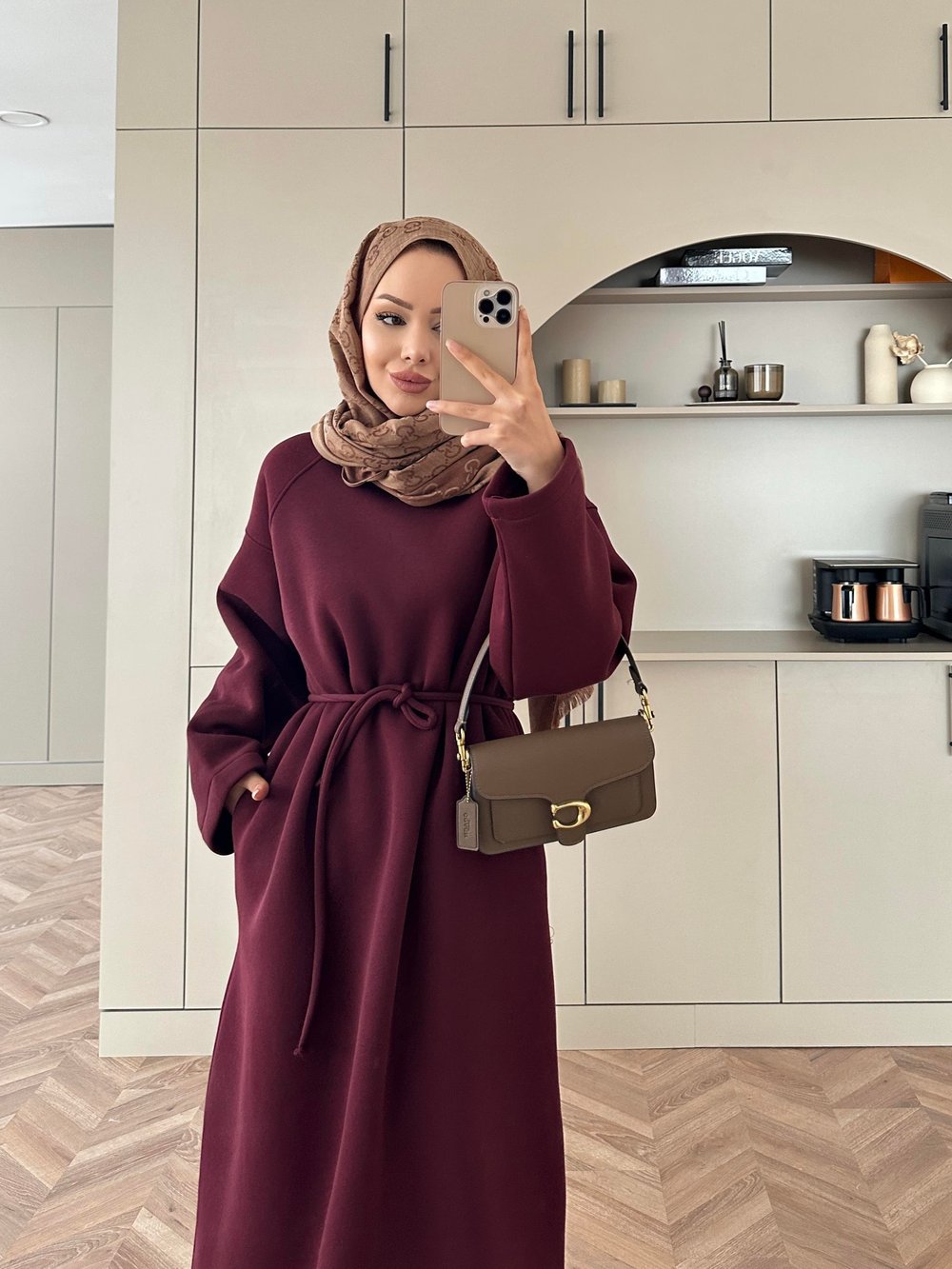 Sweat Elbise Bordo