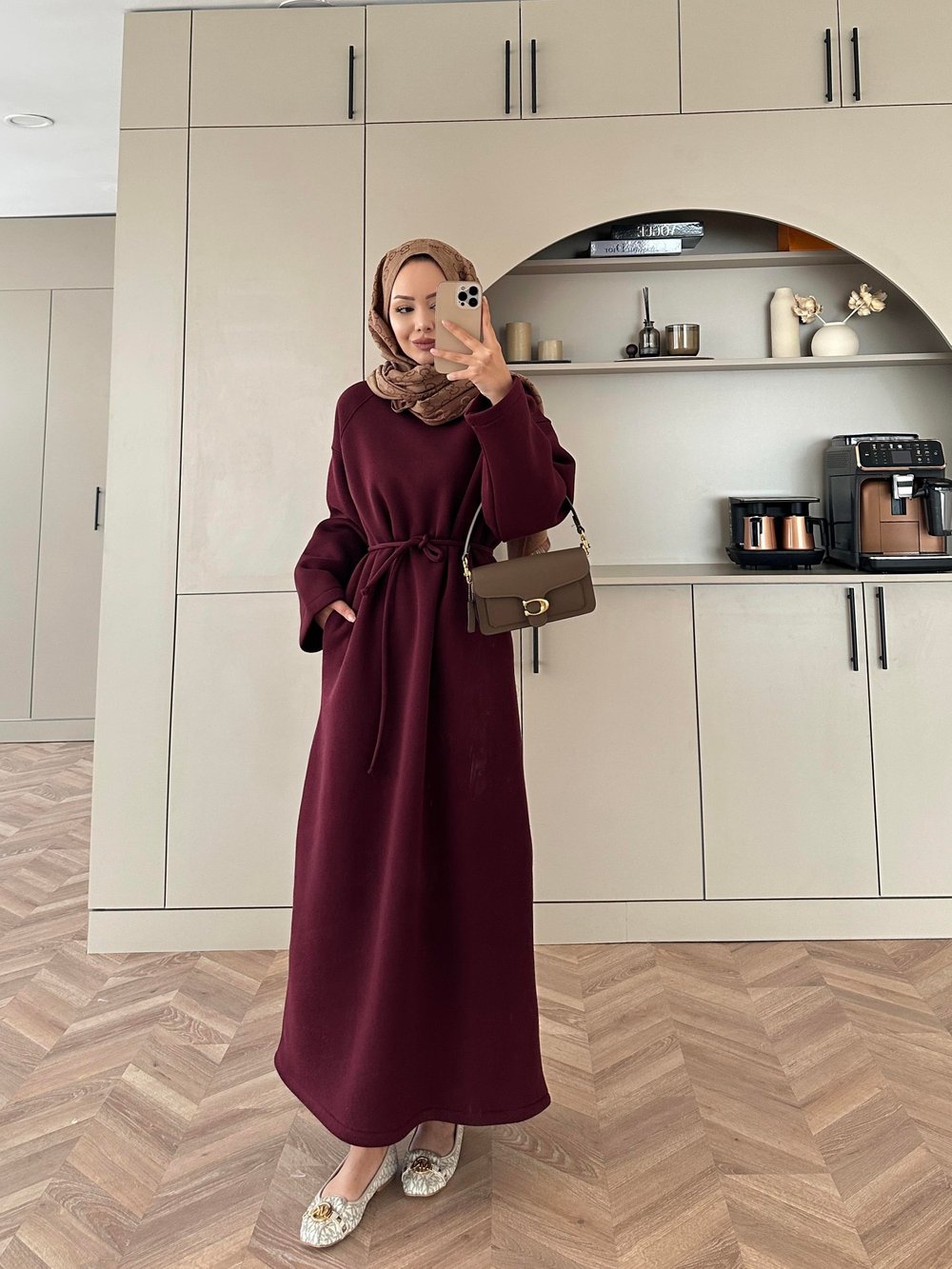 Sweat Elbise Bordo