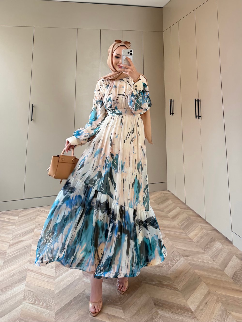 Swetlana Şifon Elbise Mavi (5743)