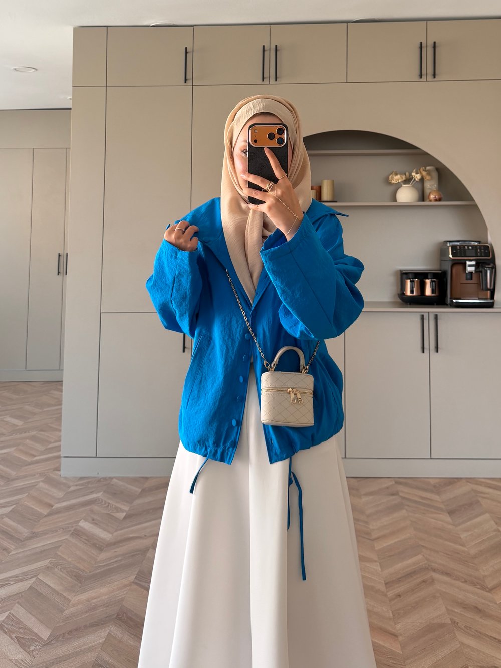 Leyla Düğmeli Yağmurluk Saks Mavisi (2383)