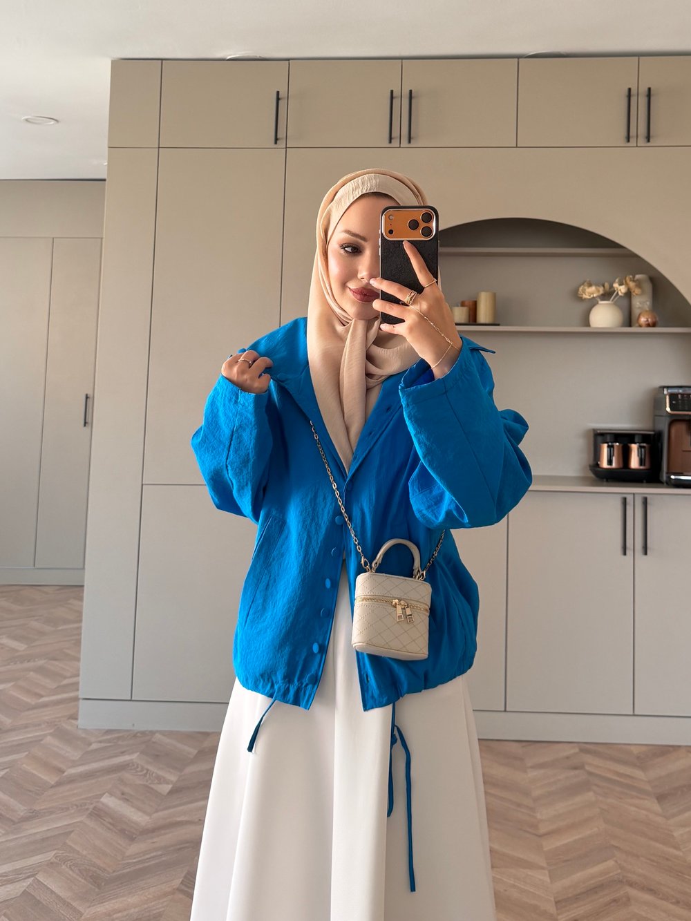 Leyla Düğmeli Yağmurluk Saks Mavisi (2383)