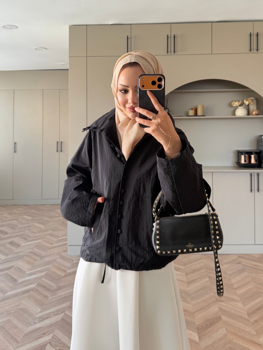 Leyla Düğmeli Yağmurluk Siyah (2383)