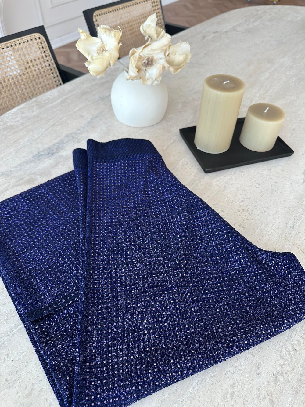 Taşlı Merserize Pantolon Lacivert