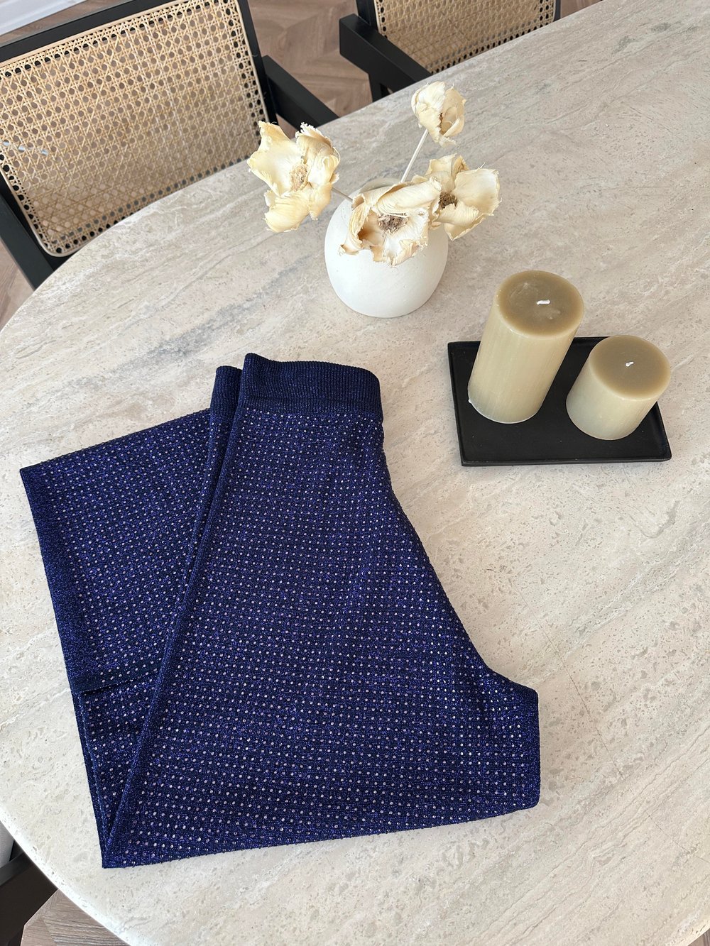 Taşlı Merserize Pantolon Lacivert