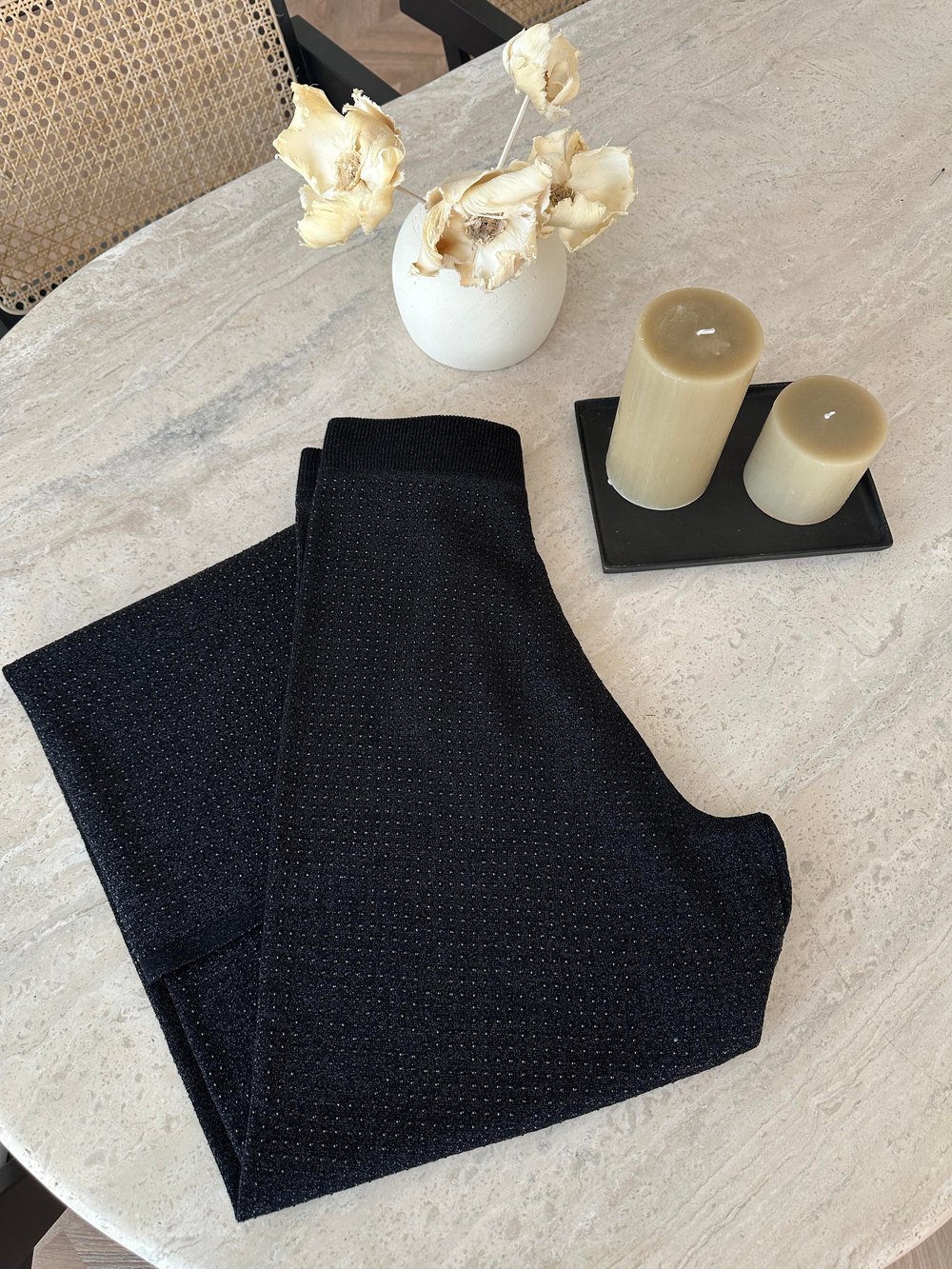 Taşlı Merserize Pantolon Siyah