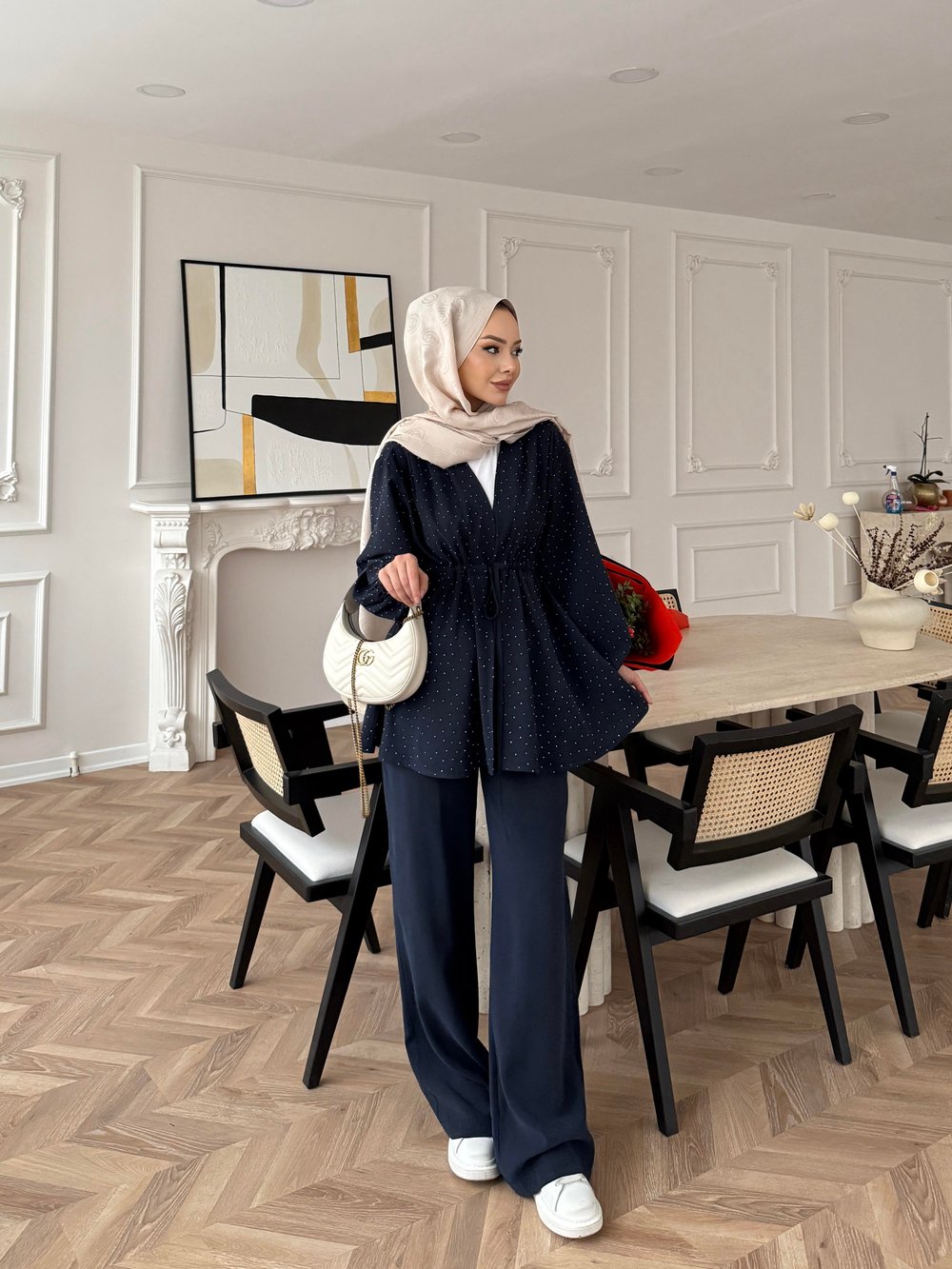 Sarin Taşlı Modal Takım Lacivert (4405)