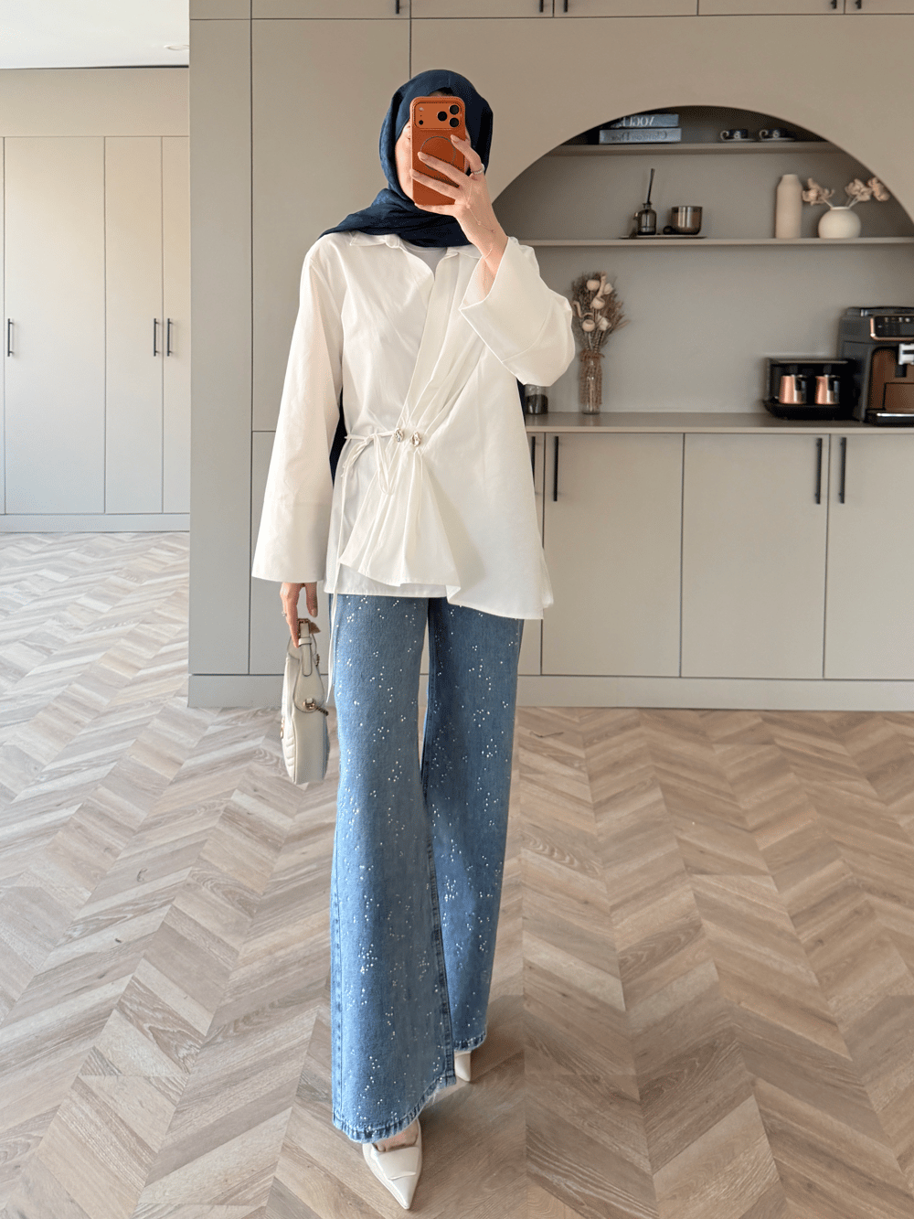 Taşlı Palazzo Kot Pantolon Mavi (1006-14)