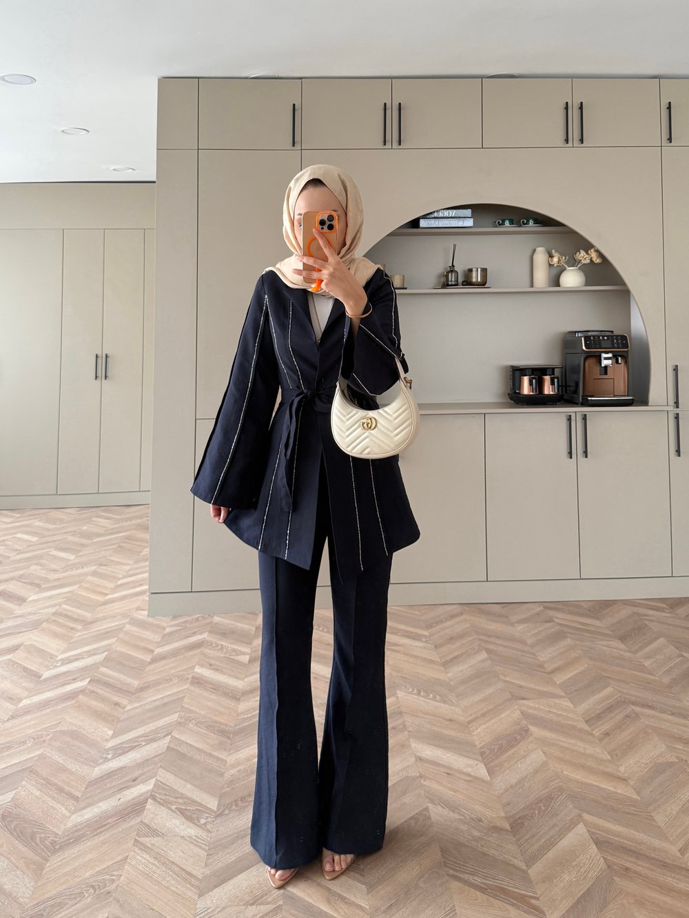 Teresa Nervür Taşlı Pantolonlu Takım Lacivert (26013)