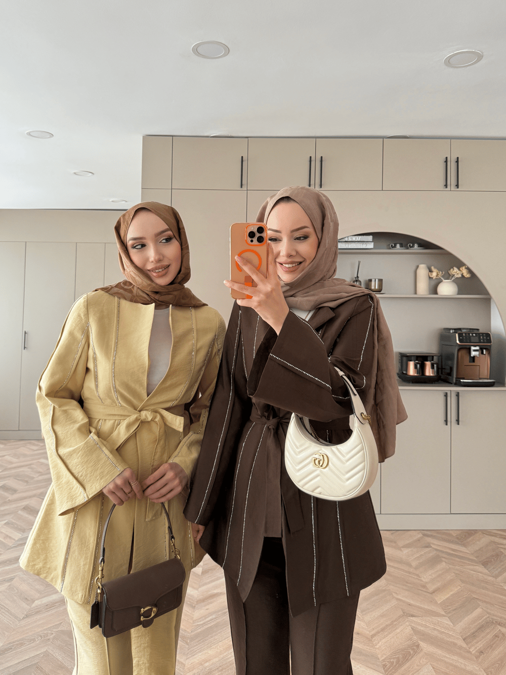 Teresa Nervür Taşlı Pantolonlu Takım Sarı (26013)