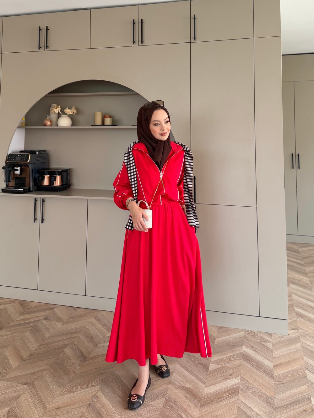Tiana Oysh Etekli Takım Kırmızı (4553)