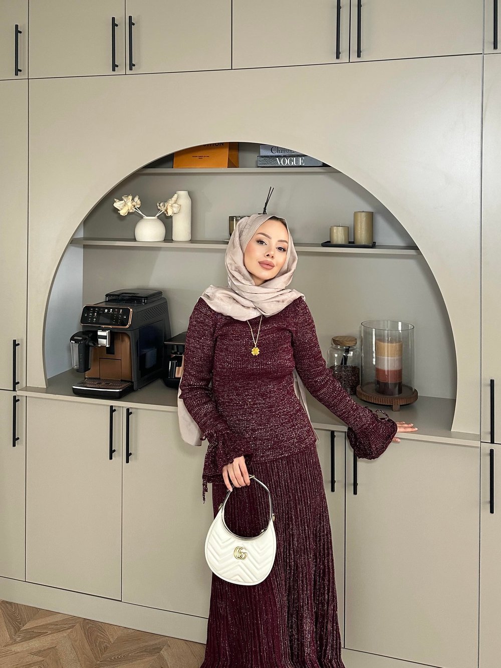 Tina Simli Etekli Takım Bordo