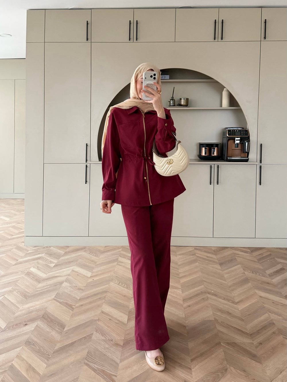 Toffee Belden Bağlamalı Pantolon Takım Bordo (8014)