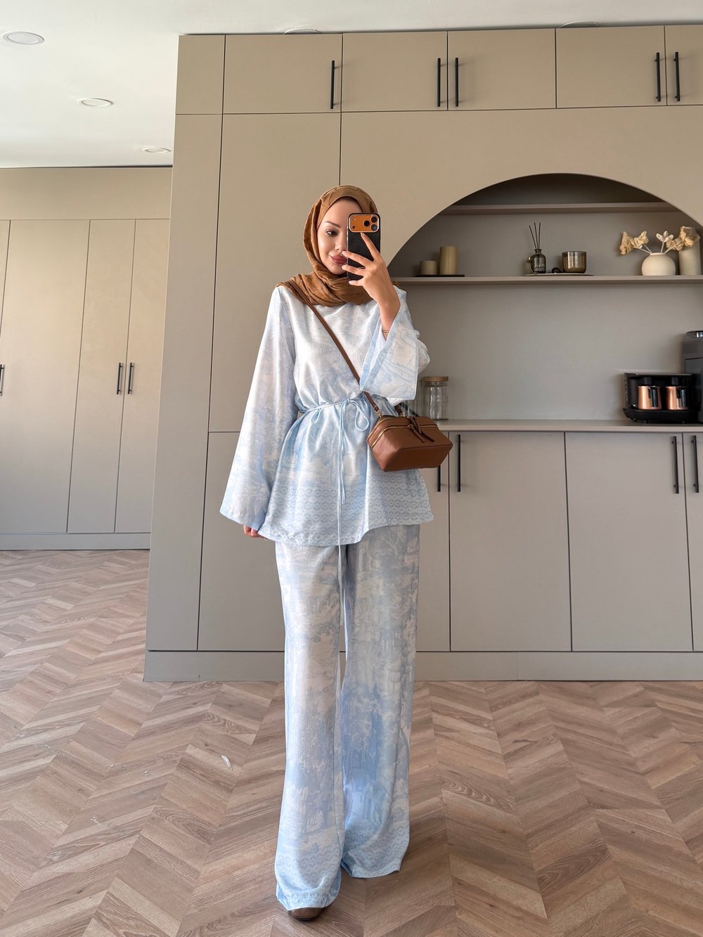 Toile Desenli Pantolonlu Takım Açık Mavi (4525)
