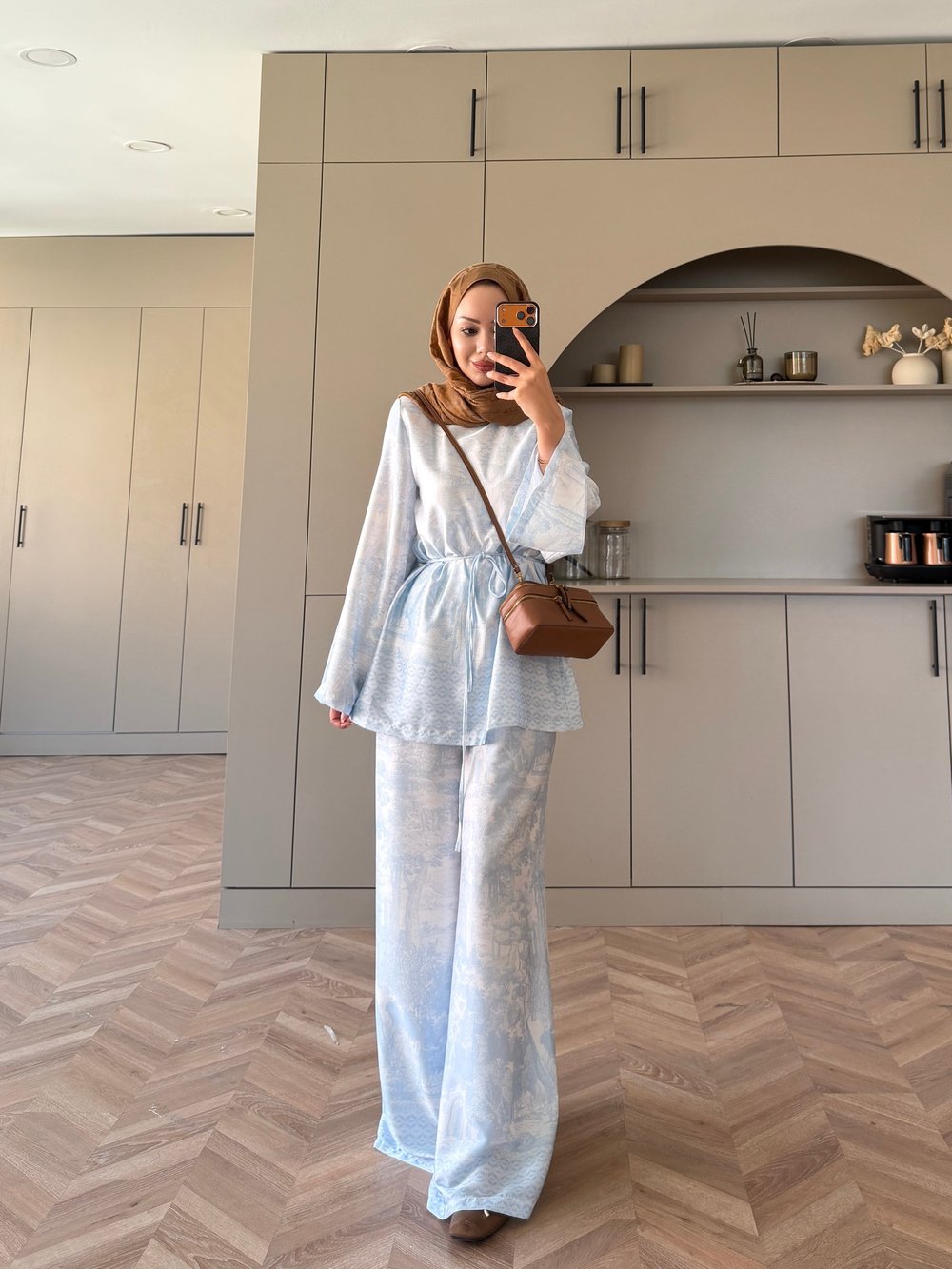 Toile Desenli Pantolonlu Takım Açık Mavi (4525)