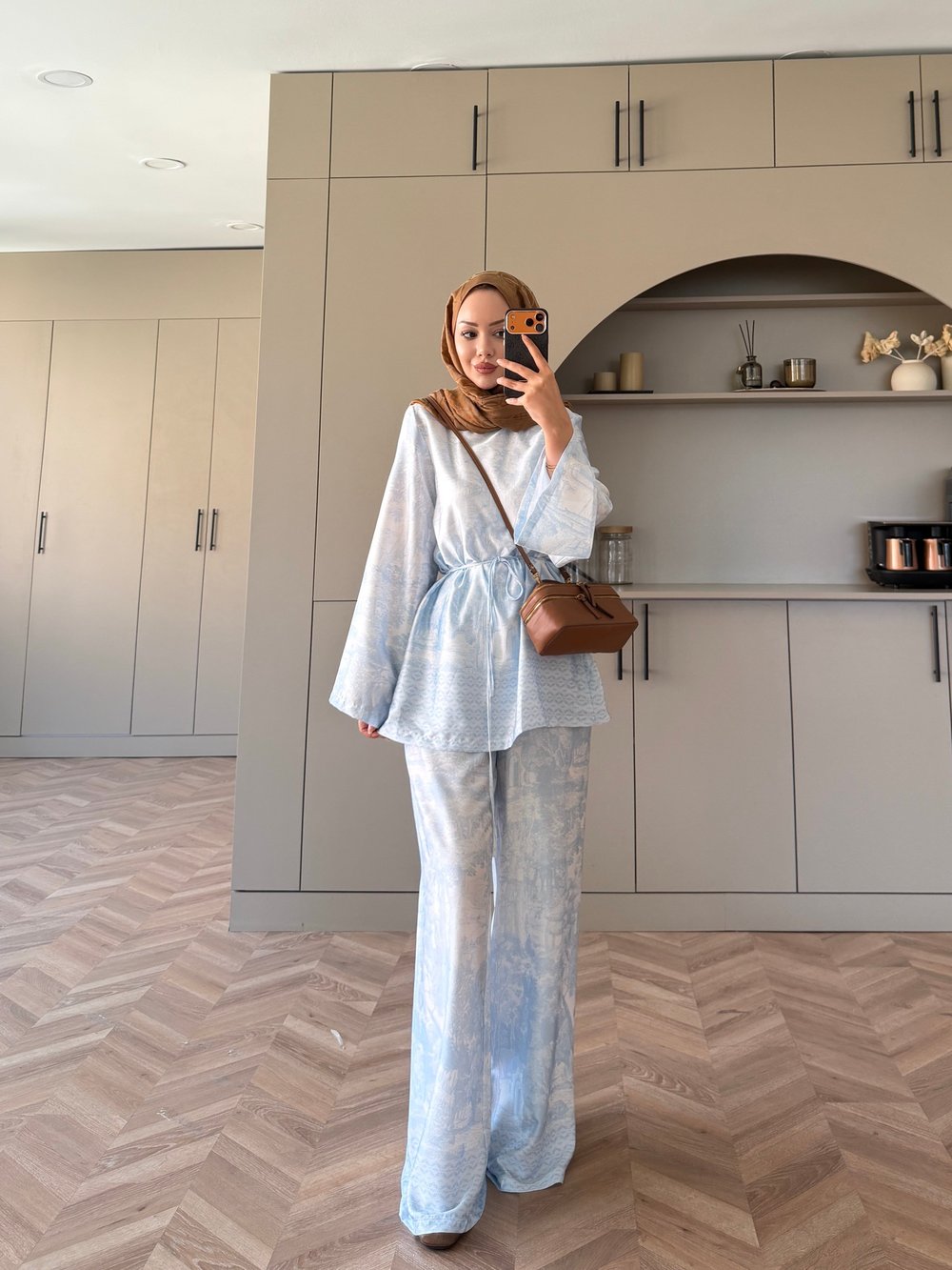 Toile Desenli Pantolonlu Takım Açık Mavi (4525)
