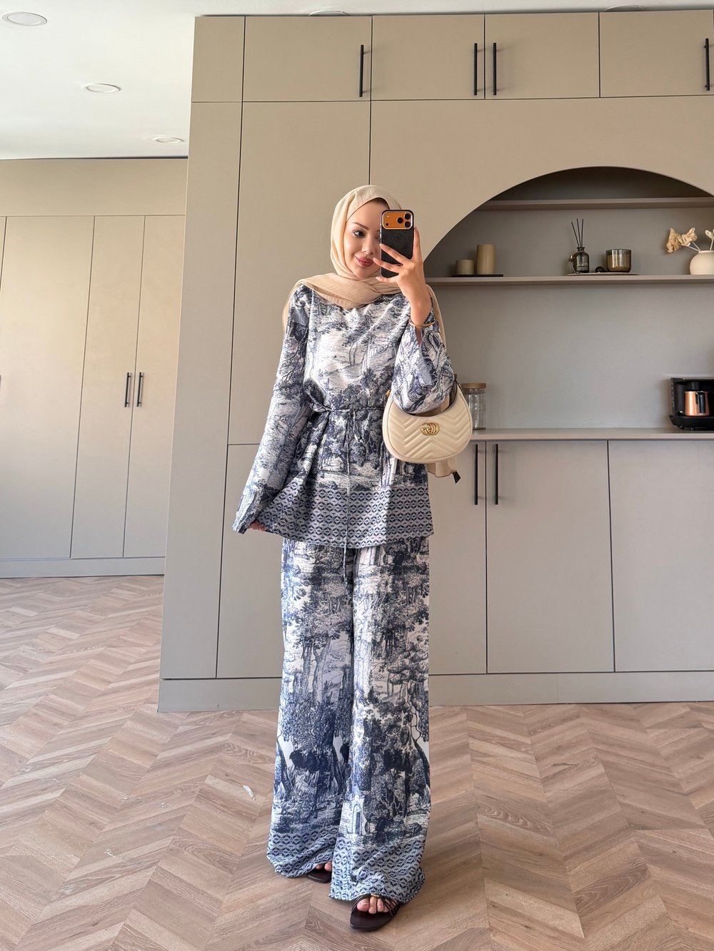 Toile Desenli Pantolonlu Takım Lacivert (4525)